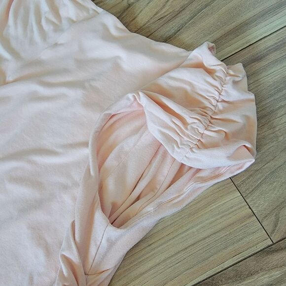 🆕️ Camila Coelho Astella Ruched High Neck Mini Bodycon Dress in Peach Nude - Picture 13 of 13